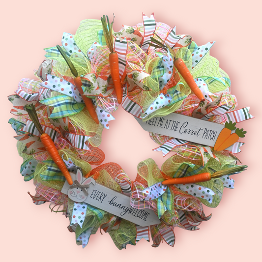 24" Carrot Wreath - Easter Carrot Wreath - Carrot Patch Wreath
