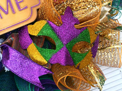 24" Fleur De Lis Wreath - Mardi Gras Wreath - Mask Wreath