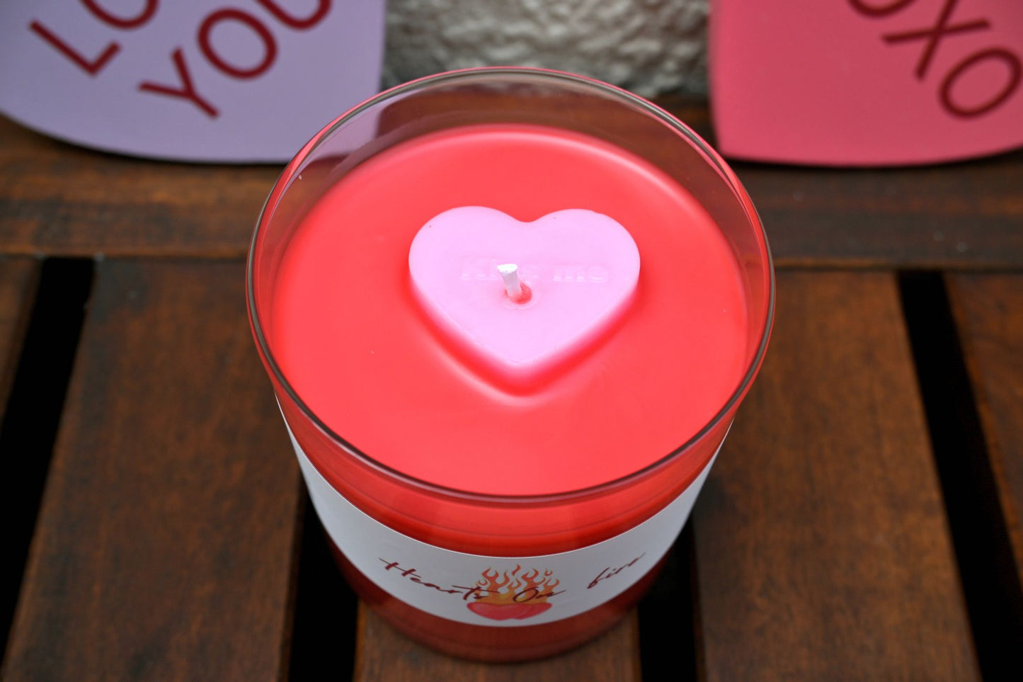 Hearts On Fire Candle - Red Hot Cinnamon Candle - Love Candle