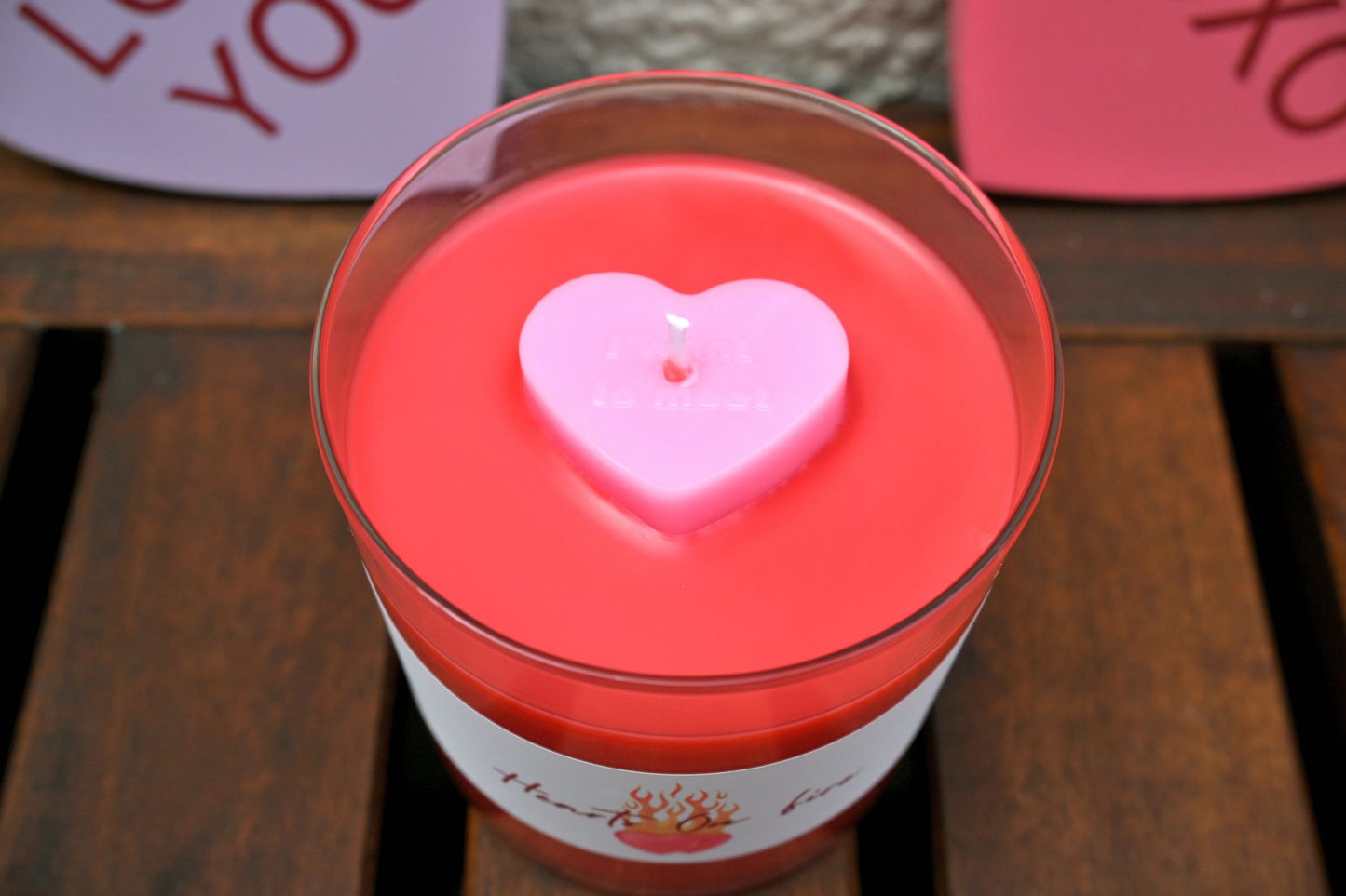 Hearts On Fire Candle - Red Hot Cinnamon Candle - Love Candle