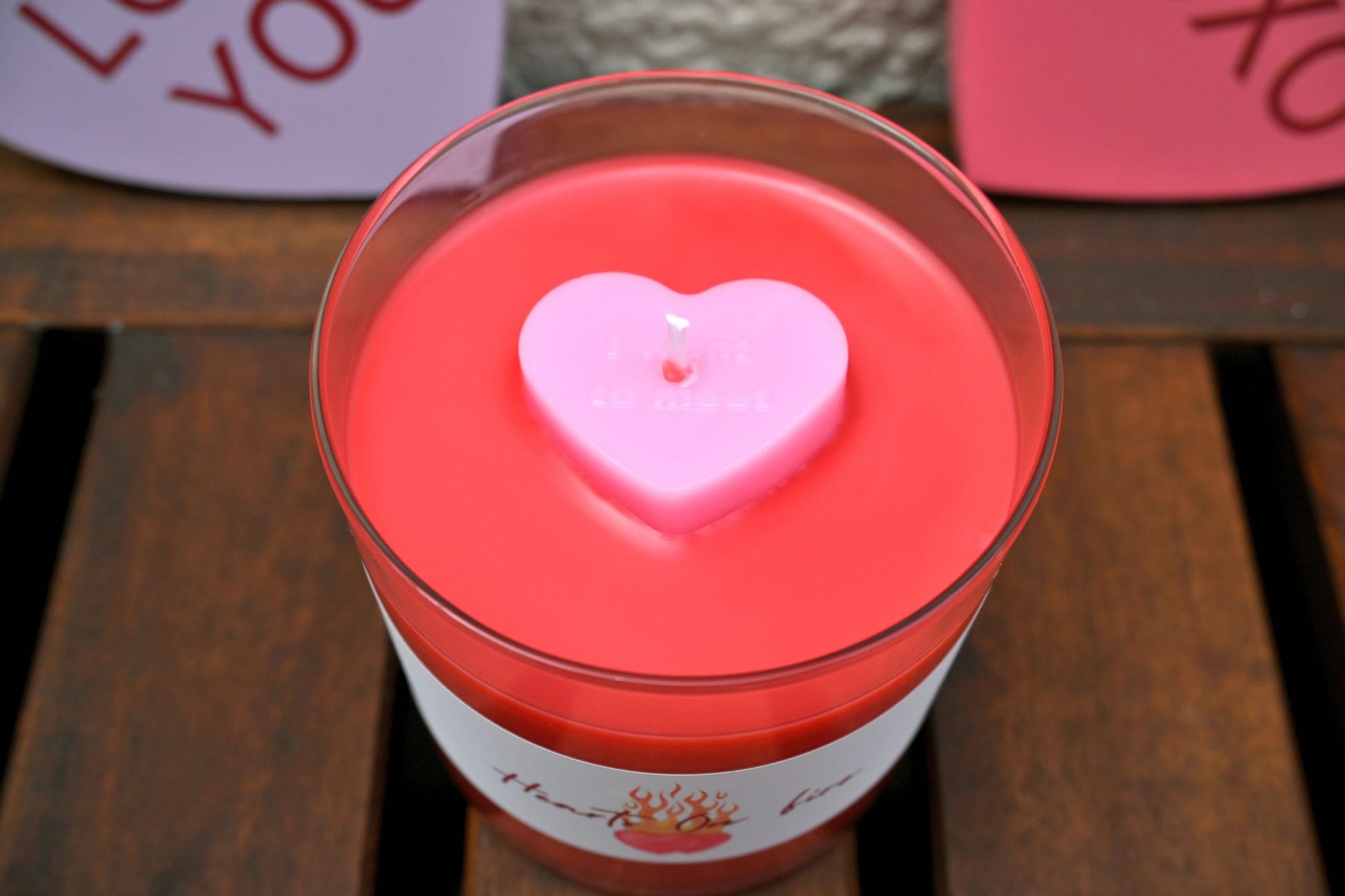 Hearts On Fire Candle - Red Hot Cinnamon Candle - Love Candle