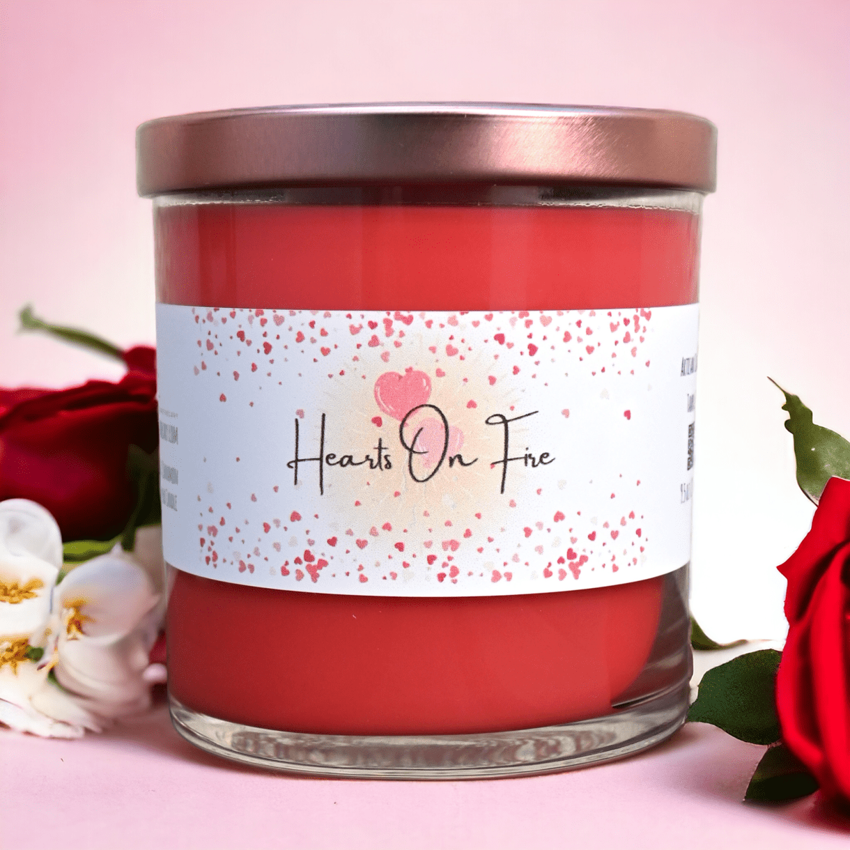 Hearts On Fire Candle - Red Hot Cinnamon Candle - Love Candle