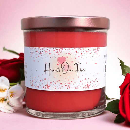 Hearts On Fire Candle - Red Hot Cinnamon Candle - Love Candle