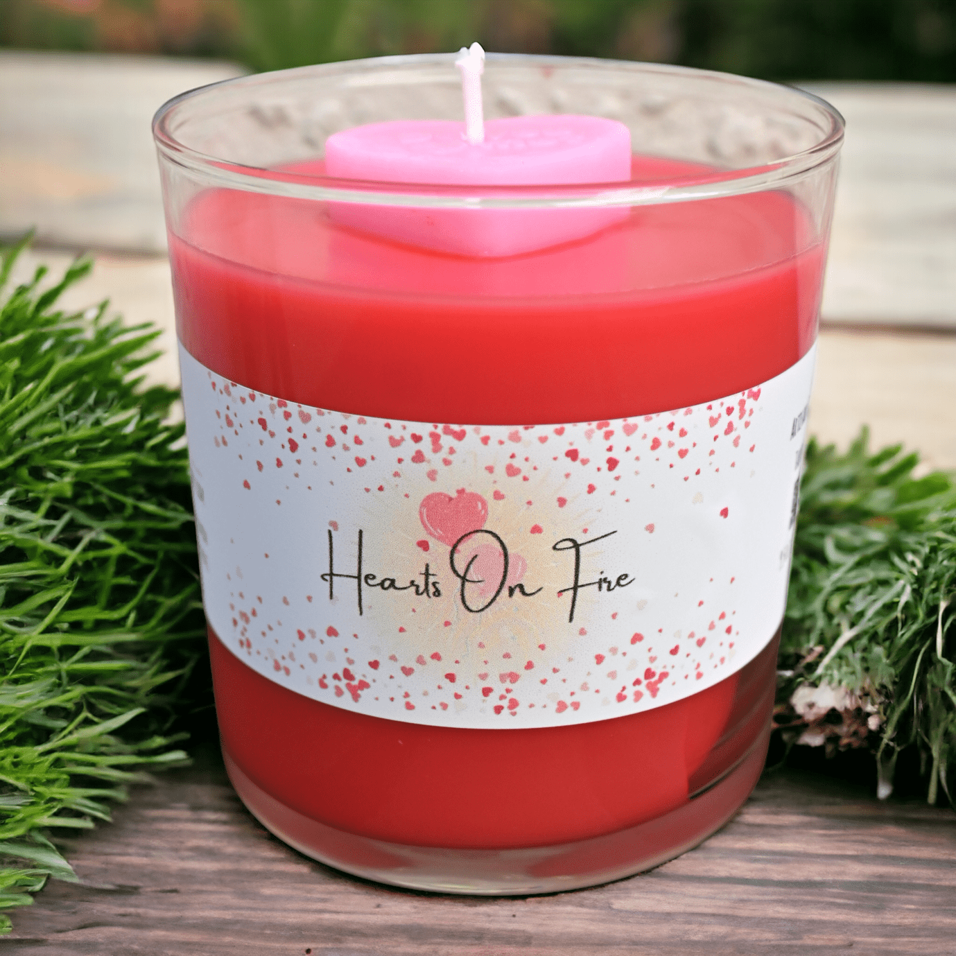 Hearts On Fire Candle - Red Hot Cinnamon Candle - Love Candle