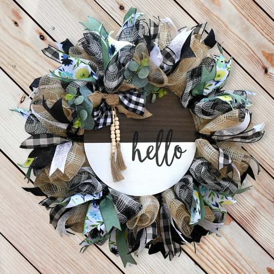 24" Hello Wreath - Hello Welcome Wreath