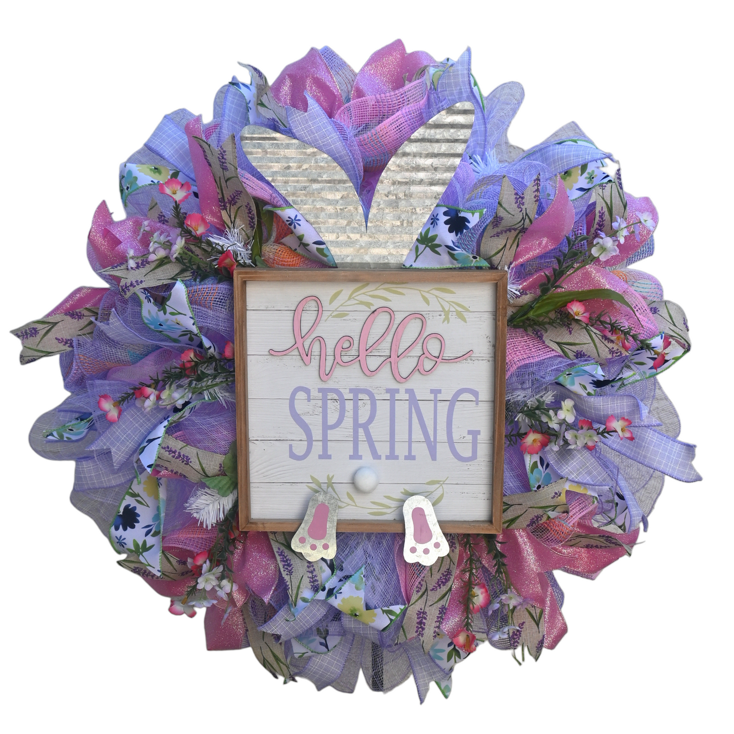 24" Hello Spring Wreath - Purple Pink Wreath