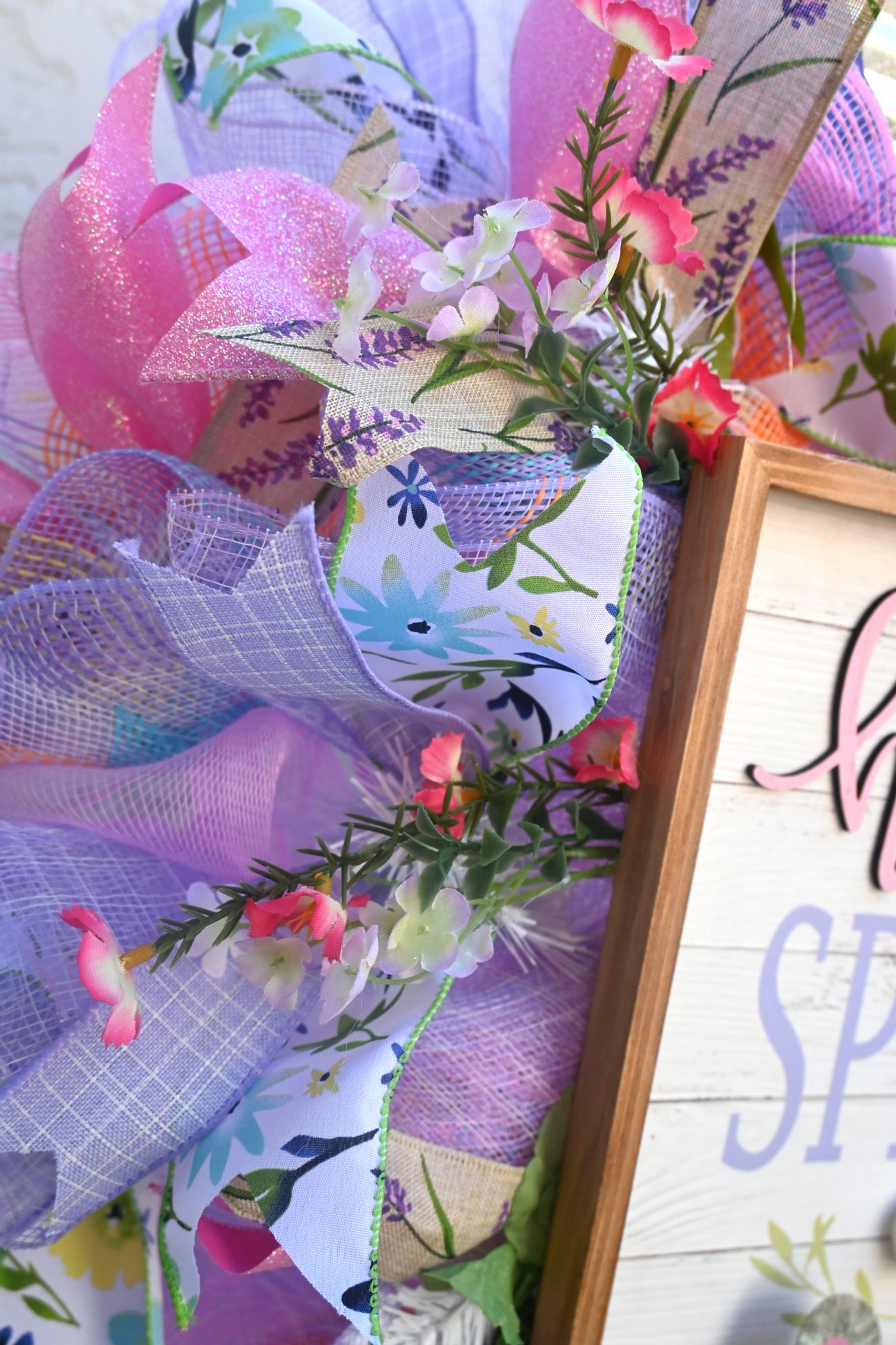 24" Hello Spring Wreath - Purple Pink Wreath