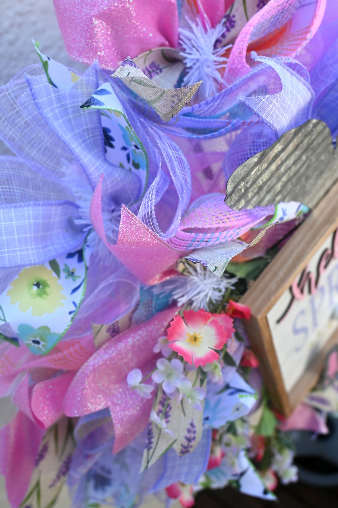 24" Hello Spring Wreath - Purple Pink Wreath