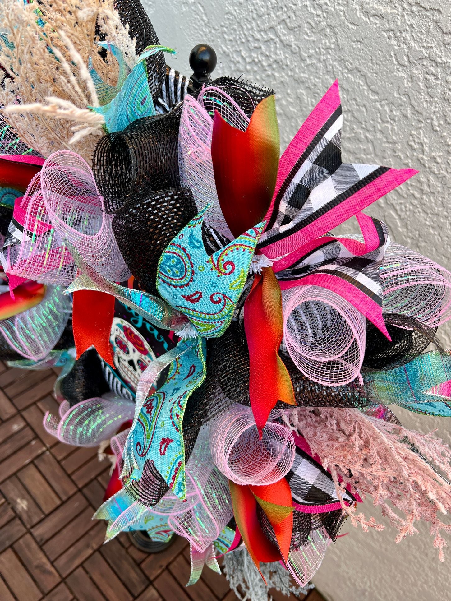 24" Sugar Skull Wreath - Exquisite Welcome Door Wreath