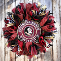 a florida state university wreath on a wooden wall