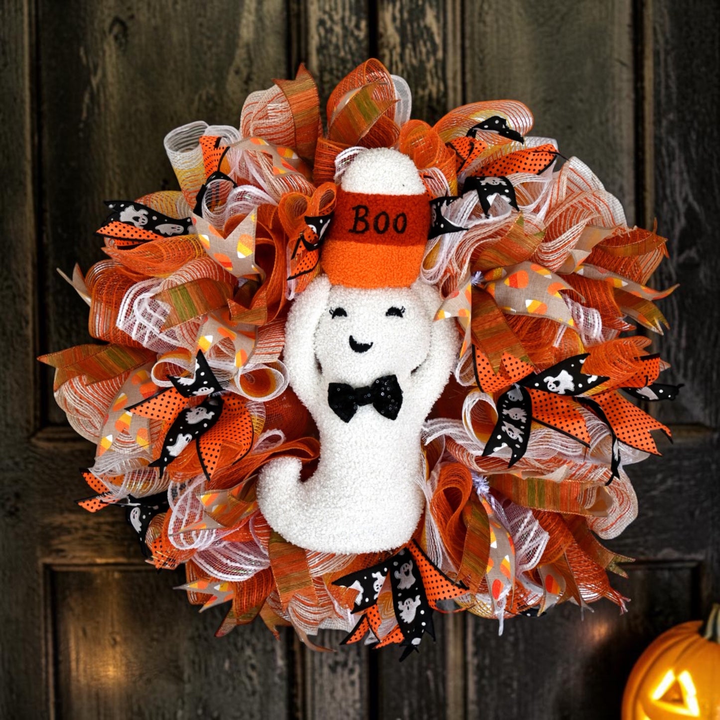 Boo-tiful Ghost Halloween Wreath – 24" Handmade Halloween Wreath