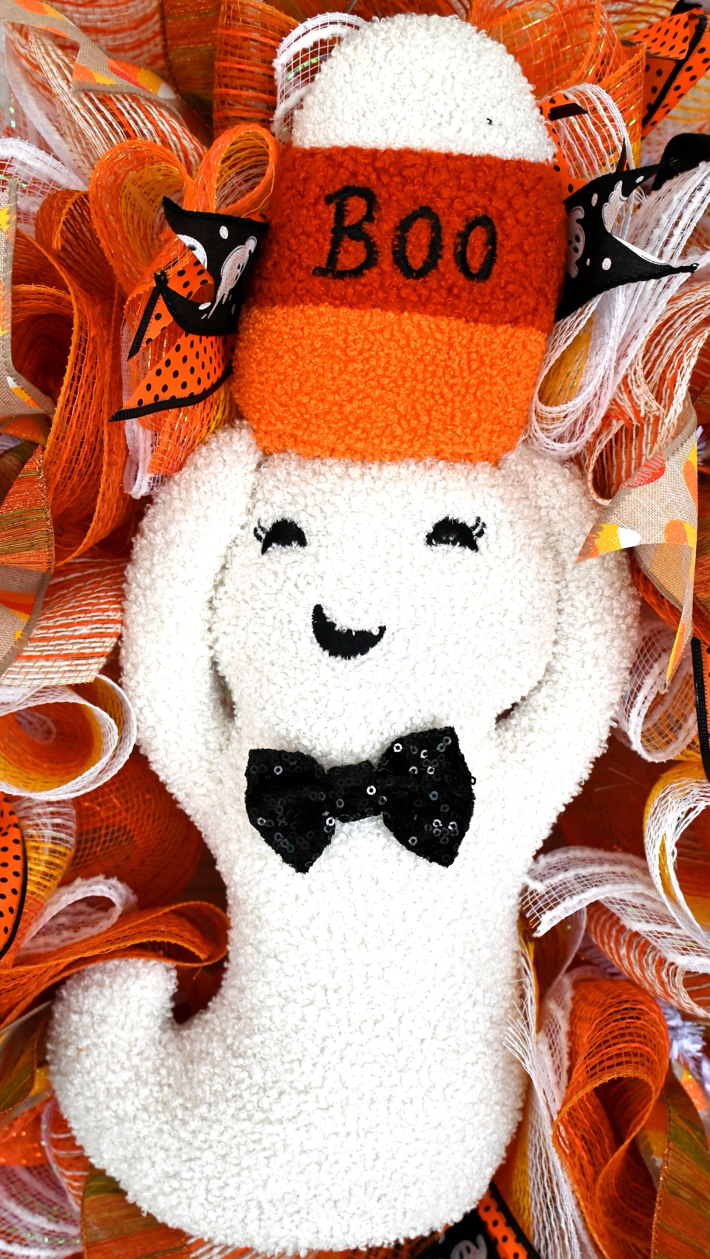 Boo-tiful Ghost Halloween Wreath – 24" Handmade Halloween Wreath