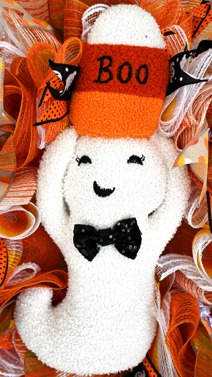 Boo-tiful Ghost Halloween Wreath – 24" Handmade Halloween Wreath