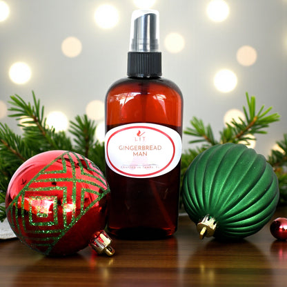 Gingerbread Room Spray by Lit Apothecary - A delightful air freshener that captures the essence of freshly baked gingerbread, featuring notes of spiced gingerbread, candy, and vanilla.