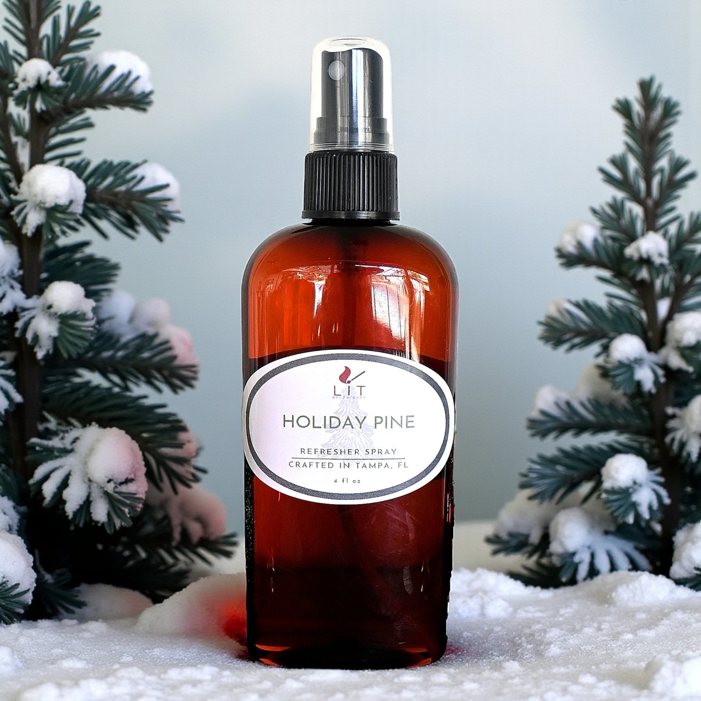 Holiday Pine Room Spray, a delightful pine air freshener that captures the festive scent of holiday pine, perfect for refreshing any space.