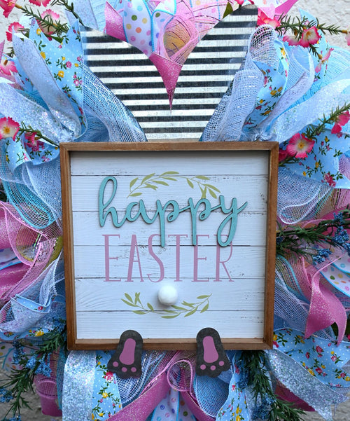 24" Easter Wreath - Happy Easter Wreath - Bunny Wreath