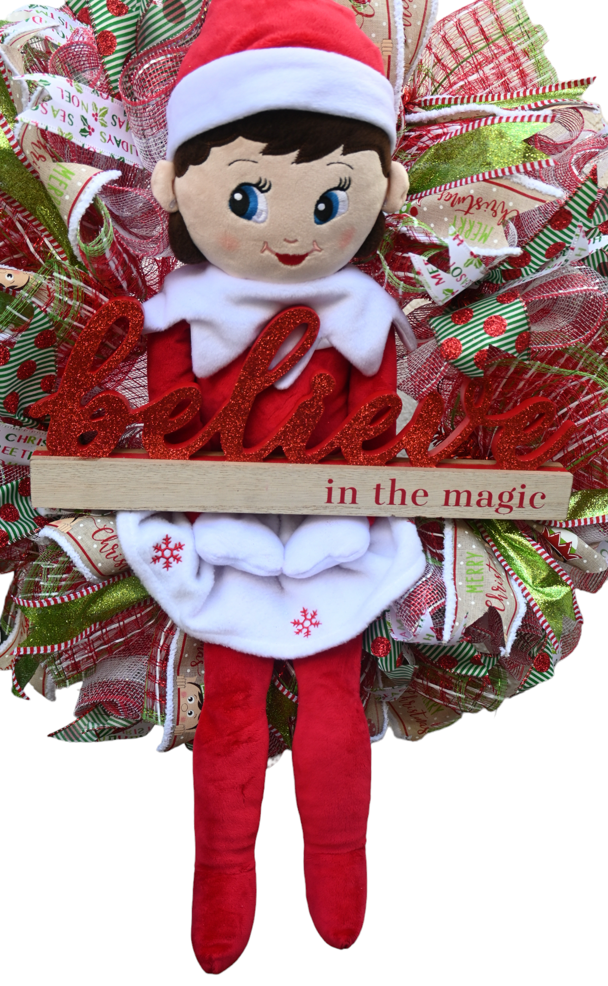 24" Elf On The Shelf Wreath - Elf Christmas Wreath - Believe Wreath