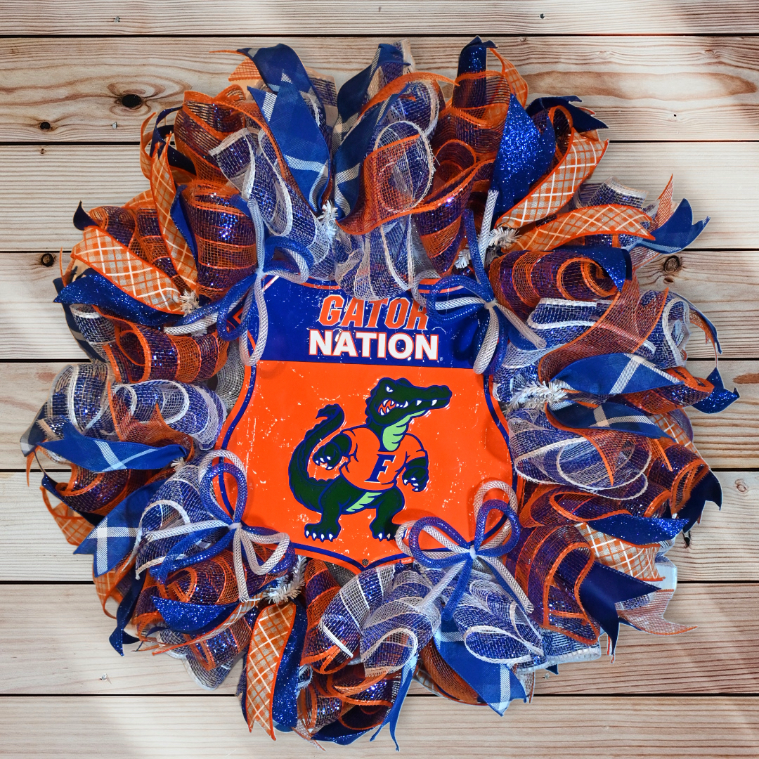 24" Gators Wreath - Florida Gators Wreath - Orange Blue Wreath