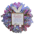 24" Hello Spring Wreath - Purple Pink Wreath