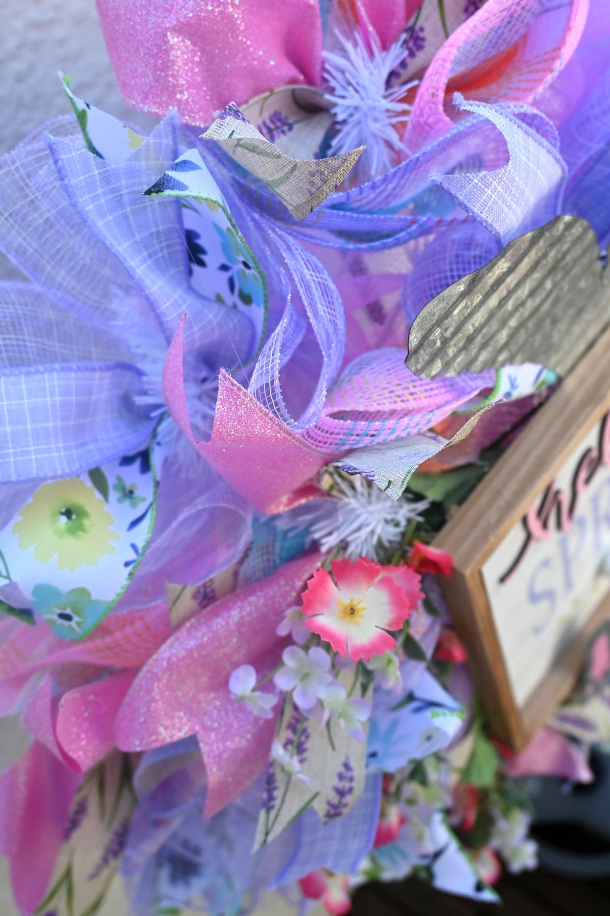 24" Hello Spring Wreath - Purple Pink Wreath