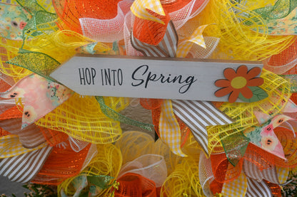 24" Spring Flower Wreath - Hop Into Spring Wreath