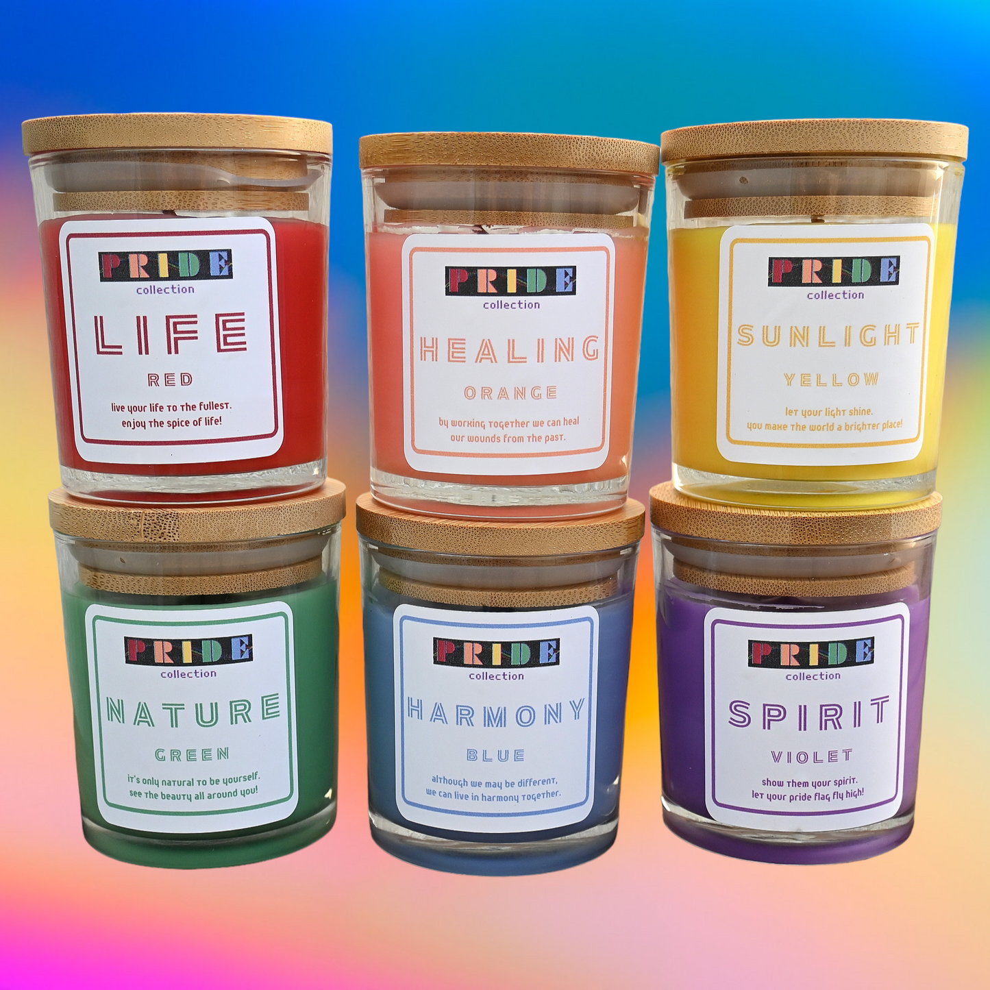 Rainbow Pride Candle Set - Pride Pack Candle Set - Pride Flag Candle Set