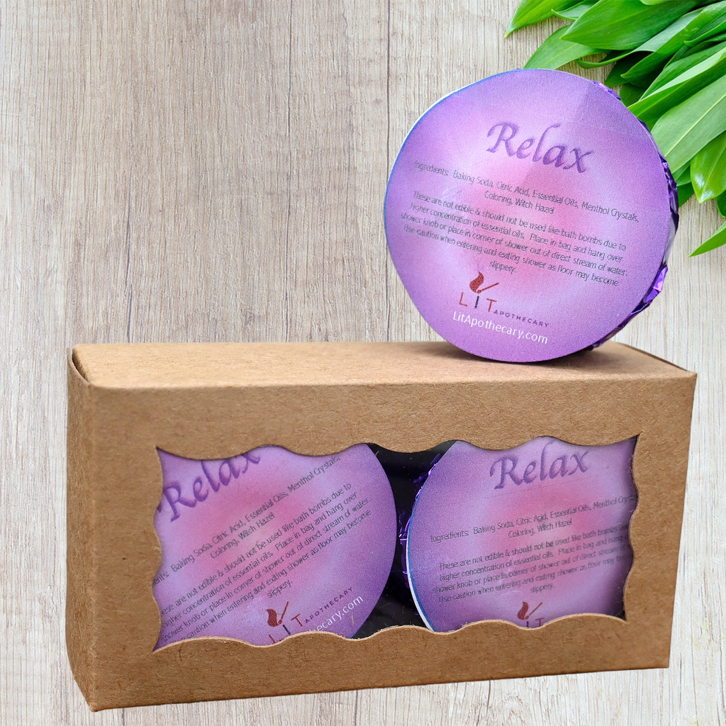 Relax aromatherapy shower steamers, 2-pack,