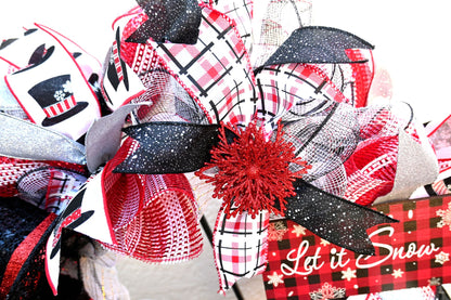 24" Snowman Hat Wreath - Let It Snow Wreath - Christmas Wreath