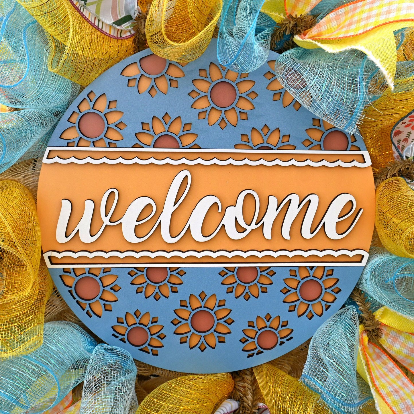 24" Sunflower Welcome Wreath - Welcome Cutout Wreath - Welcome Wreath