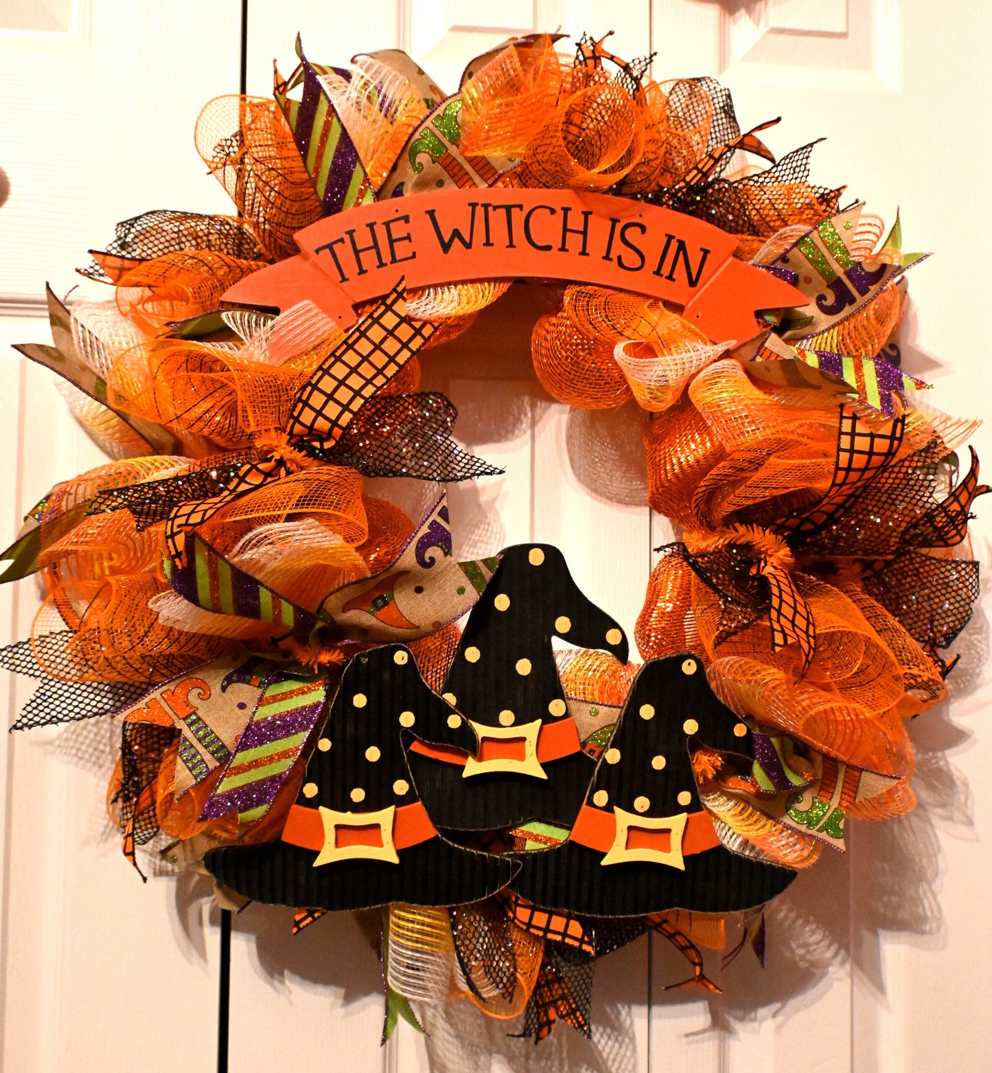 24" Witch Hat Wreath - Witch Halloween Wreath - Witch Is In Wreath