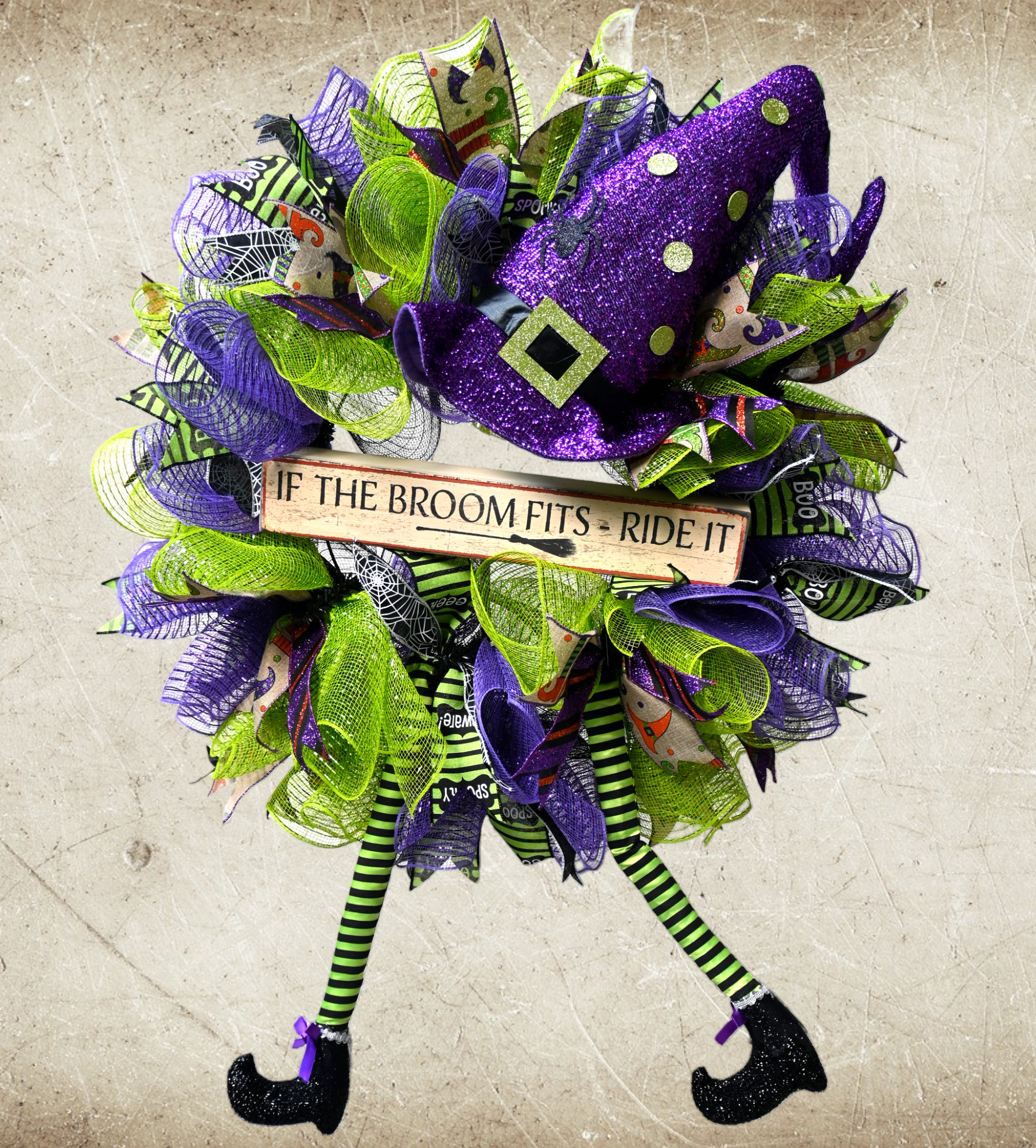 24" Witch Halloween Wreath - Witch Hat and Legs Wreath